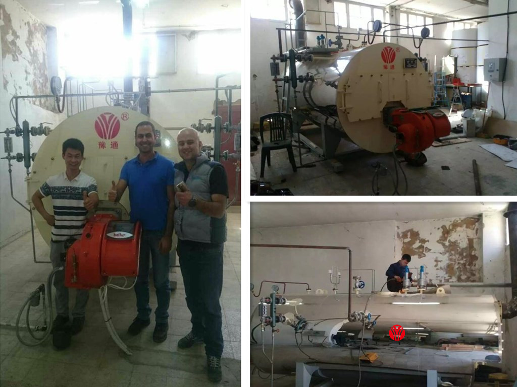 El equipo técnico de la caldera Sitong depura la caldera de vapor de gas de 1 tonelada en el Líbano
